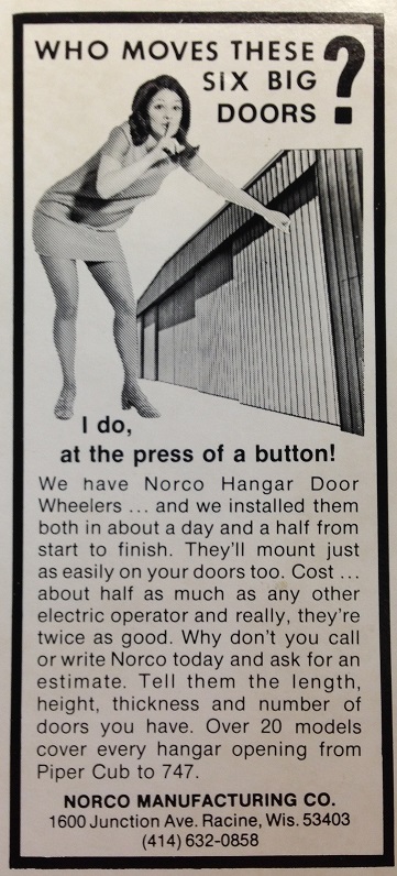 Norco Manufacturing Hangar Door Wheeler Advertisement